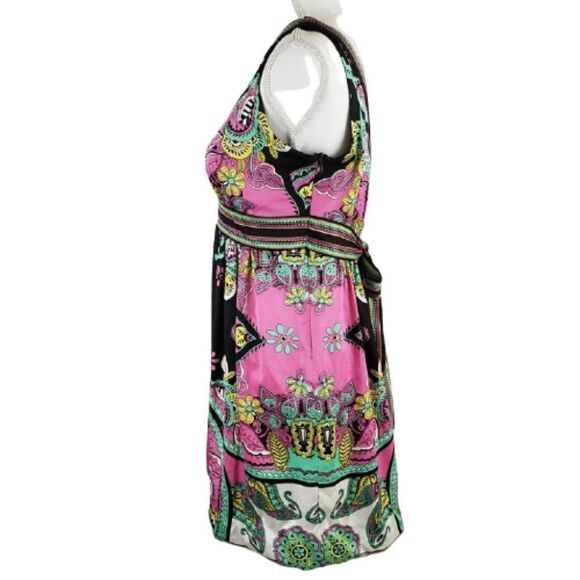 Beige by eci Multicolor Floral V-Neck Sleeveless Dress – Size 8 - Picture 2 of 12